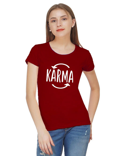 karma printed tshirt round neck women