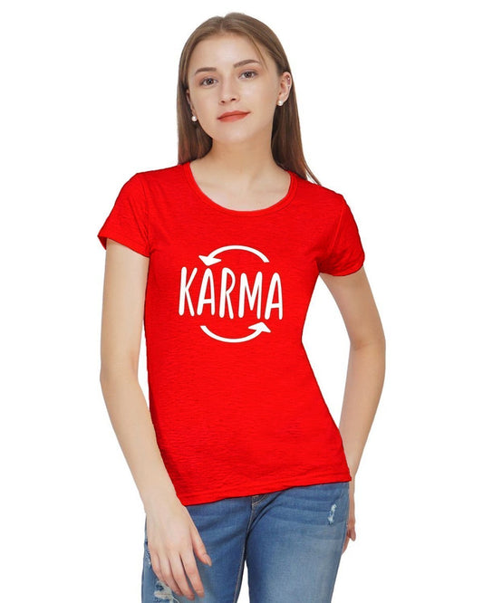 karma printed tshirt round neck women