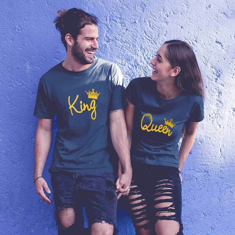 cotton couple in one t shirt couple dress t shirt couple t shirt on myntra navy