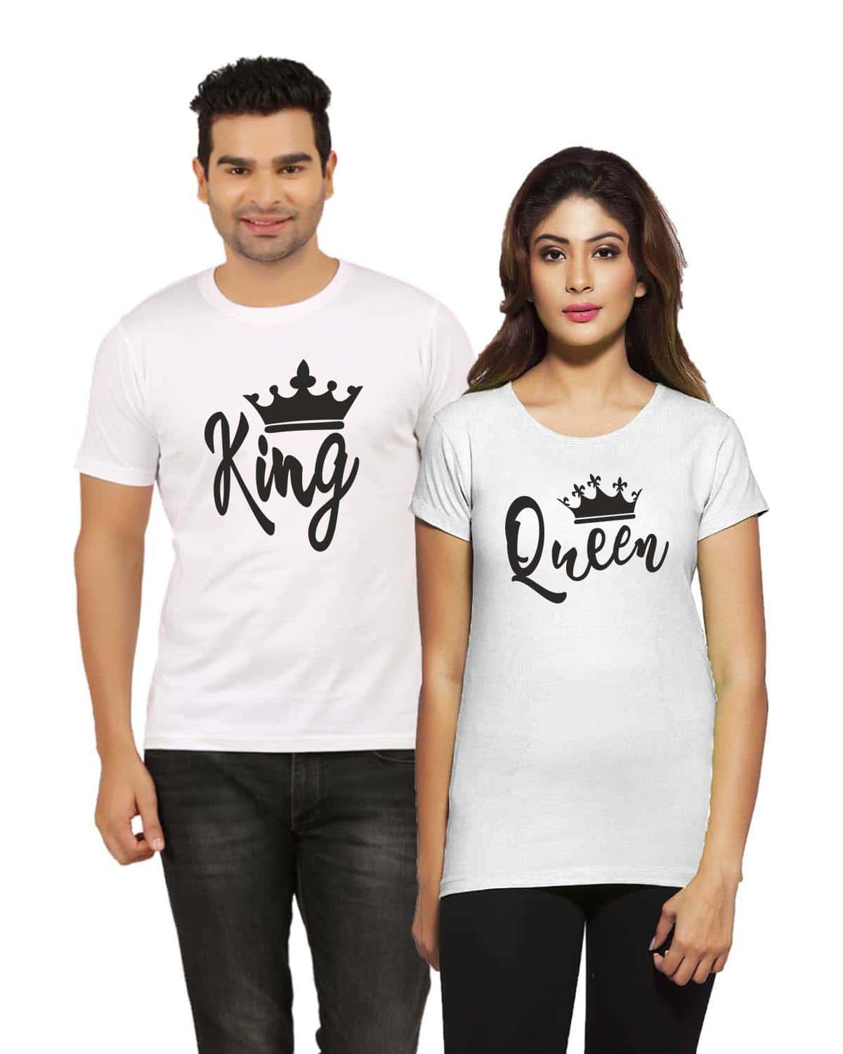 cotton couple dress t shirt couple t shirt on myntra t shirt print for couples  white