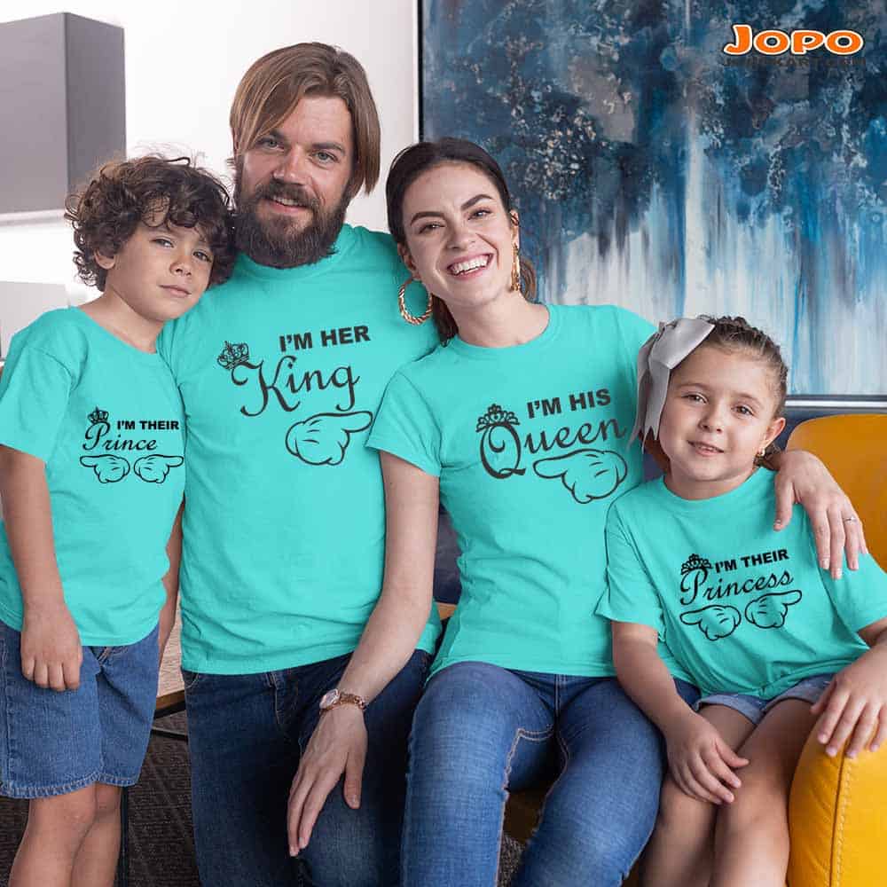 I'm Her King Queen, I'm His Queen Prince Princess Family T-Shirts Set of 3  and 4