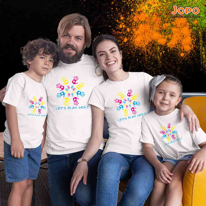 let's play holi round hand white family