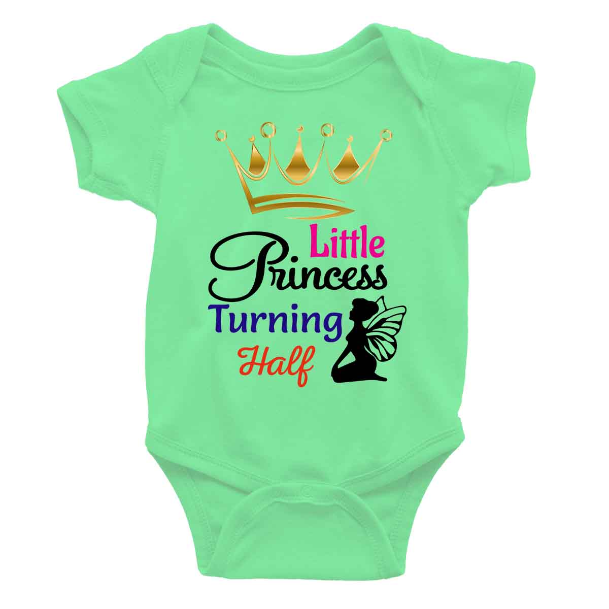 little Princess turning half rompers mint green