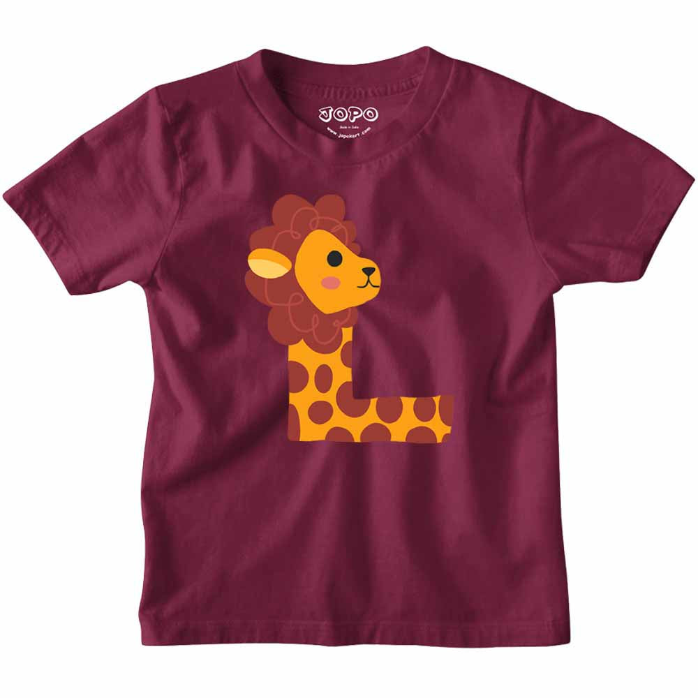 Kid's Alphabet L lion design Multicolor T-shirt/Romper