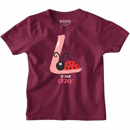 Kid's Alphabet 'L for Liily' name Multicolor T-shirt/Romper