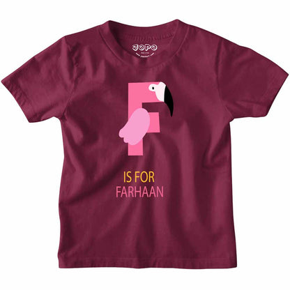 Kid's Alphabet 'F for Farhaan' name Multicolor T-shirt/Romper