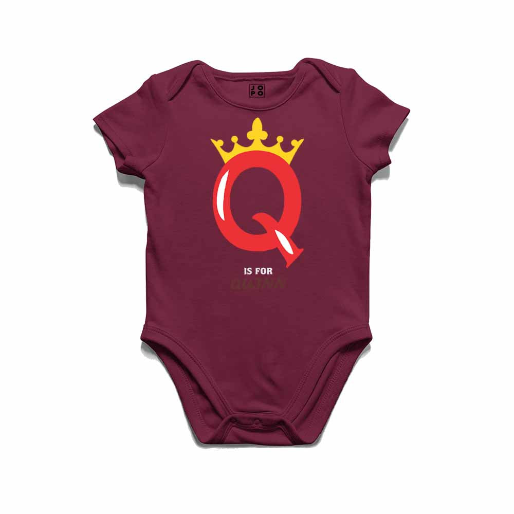 Kid's Alphabet 'Q for Qujnn' name Multicolor T-shirt/Romper