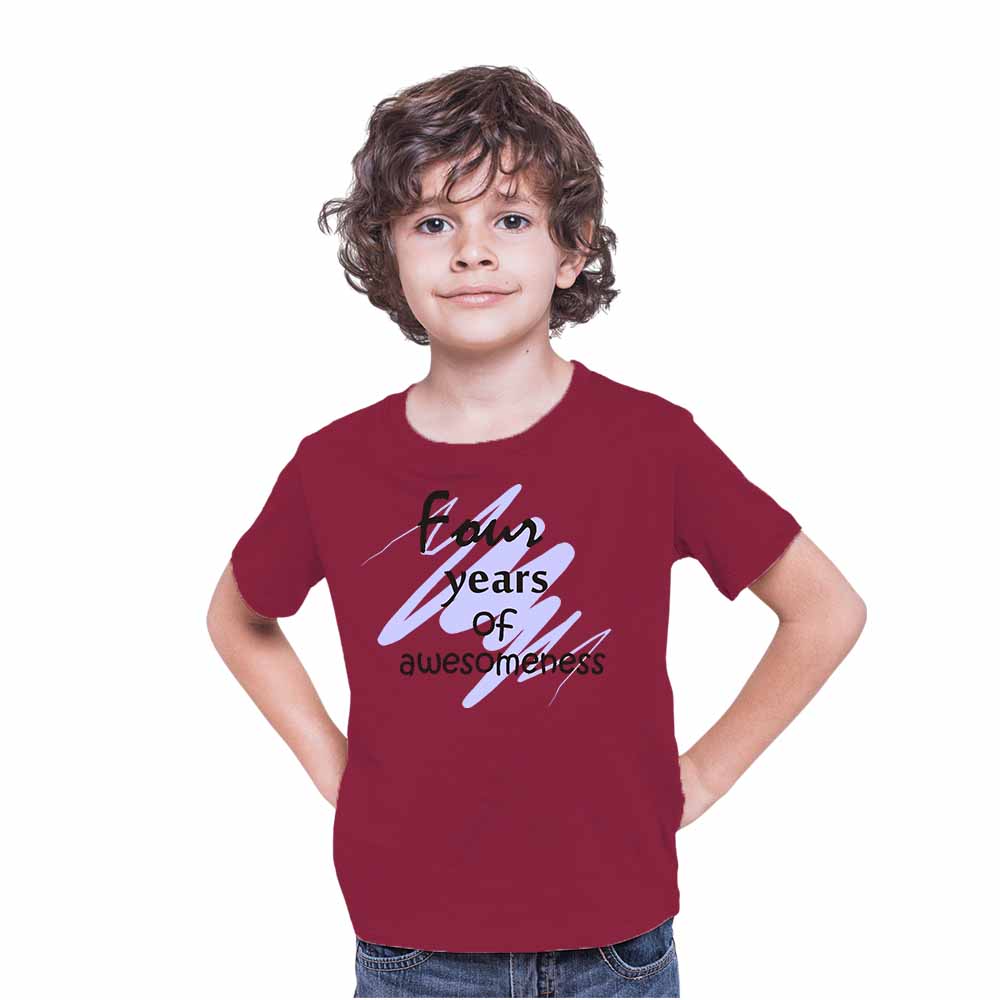 Printed designed 4rd Birthday Theme Kids T-shirt