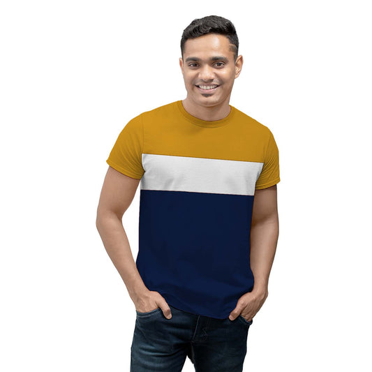 Cut Sew Color Block Casual T-shirt