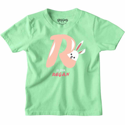 Kid's Alphabet 'R for Regan' name Multicolor T-shirt/Romper