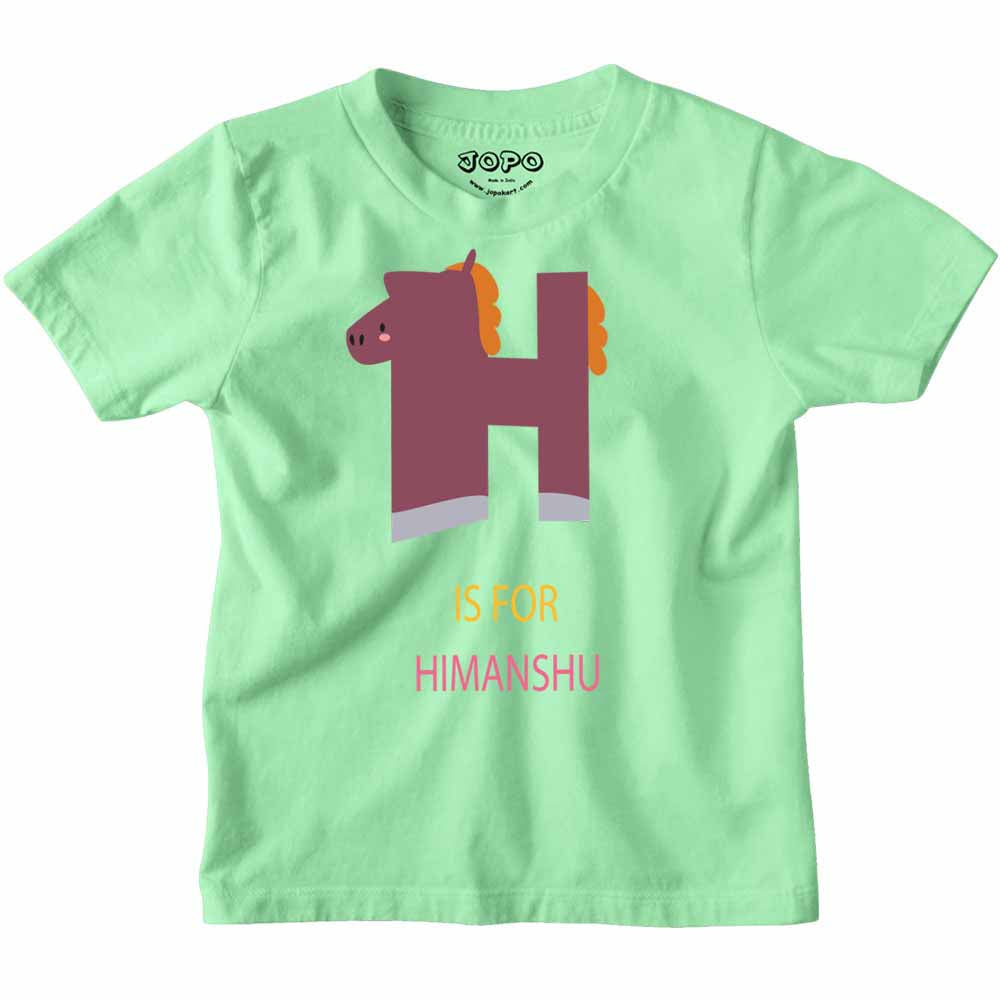 Kid's Alphabet 'H for Himanshu' name Multicolor T-shirt/Romper