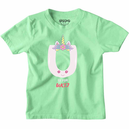 Kid's Alphabet 'U for Uktj' name Multicolor T-shirt/Romper