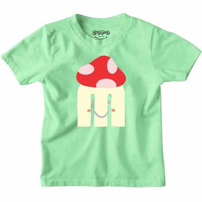 Kid's Alphabet M Mushroom Design Multicolor T-shirt/Romper
