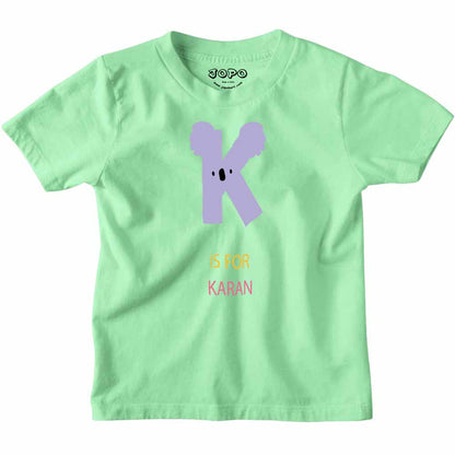 Kid's Alphabet 'K for Karan' name Multicolor T-shirt/Romper