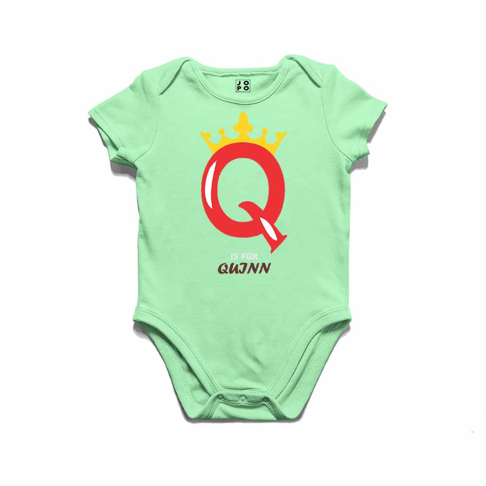Kid's Alphabet 'Q for Qujnn' name Multicolor T-shirt/Romper