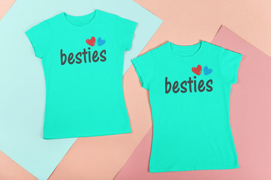 Besties Friends Matching T-shirts for Women blue