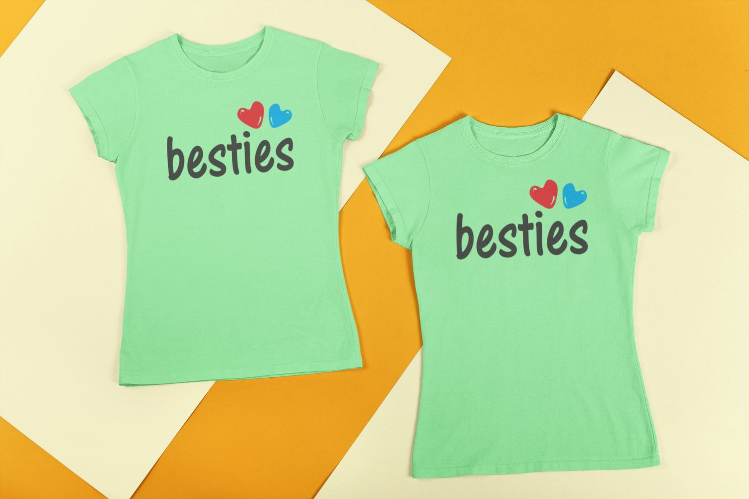 Besties Friends Matching T-shirts for Women green