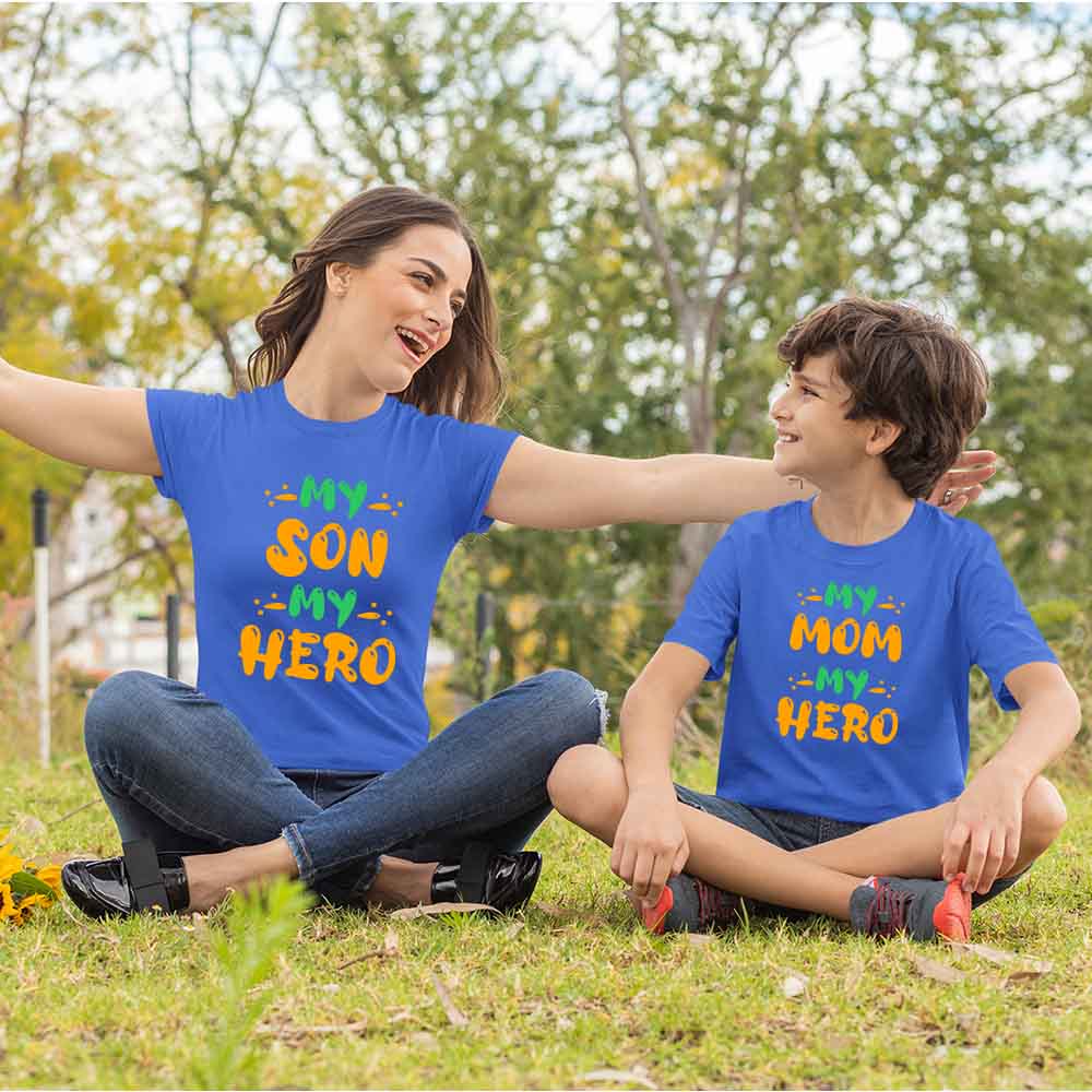 mom and son matching outfits online shopping india formal same tshirt best together fav smily women with son mother's boy mommy favorite mom son hero royal blue