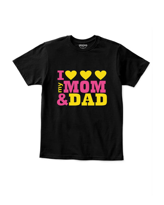 I love mom and Dad Kids printed cute soft cotton T-Shirts black