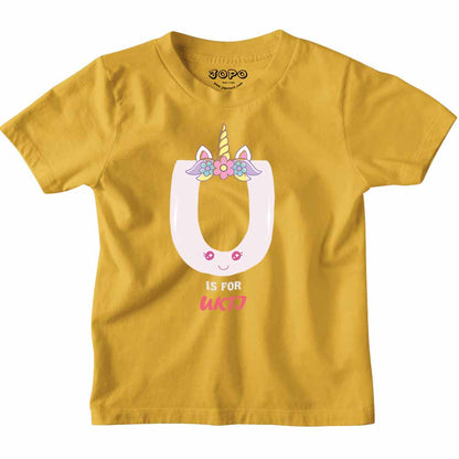 Kid's Alphabet 'U for Uktj' name Multicolor T-shirt/Romper