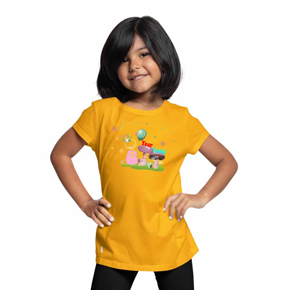 5th Birthday Mushroom Theme Kids T-shirt