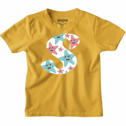 Kid's Alphabet S Star Design Multicolor T-shirt/Romper