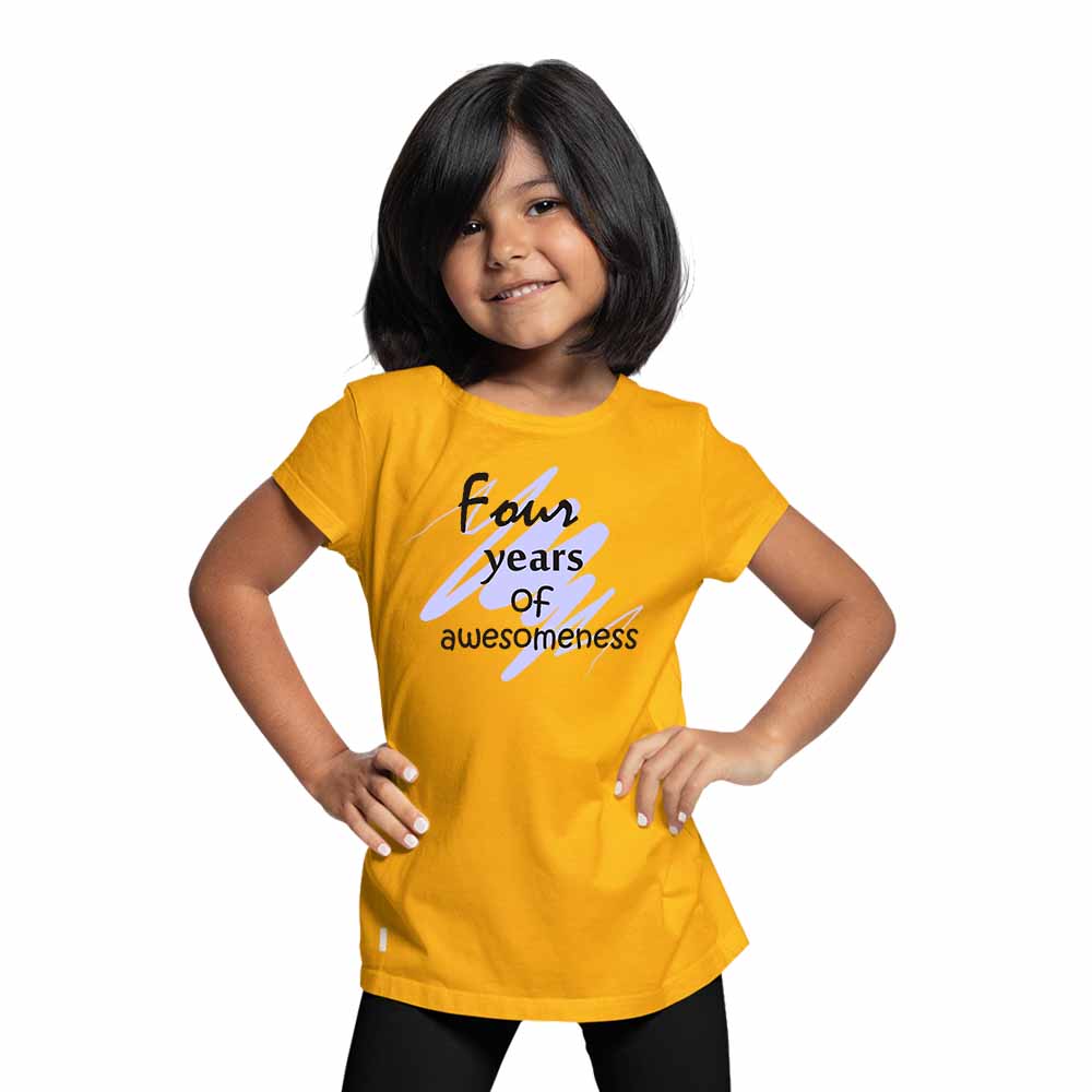 Printed designed 4rd Birthday Theme Kids T-shirt