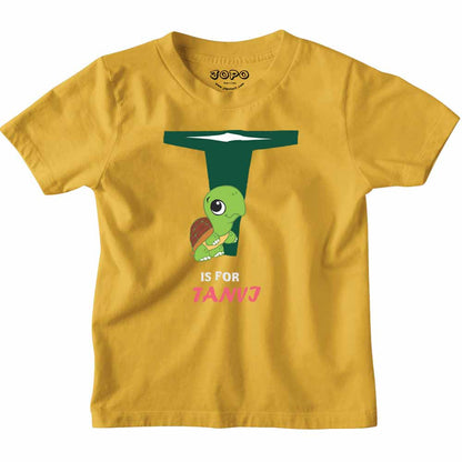 Kid's Alphabet 'T for Tanvj' name Multicolor T-shirt/Romper