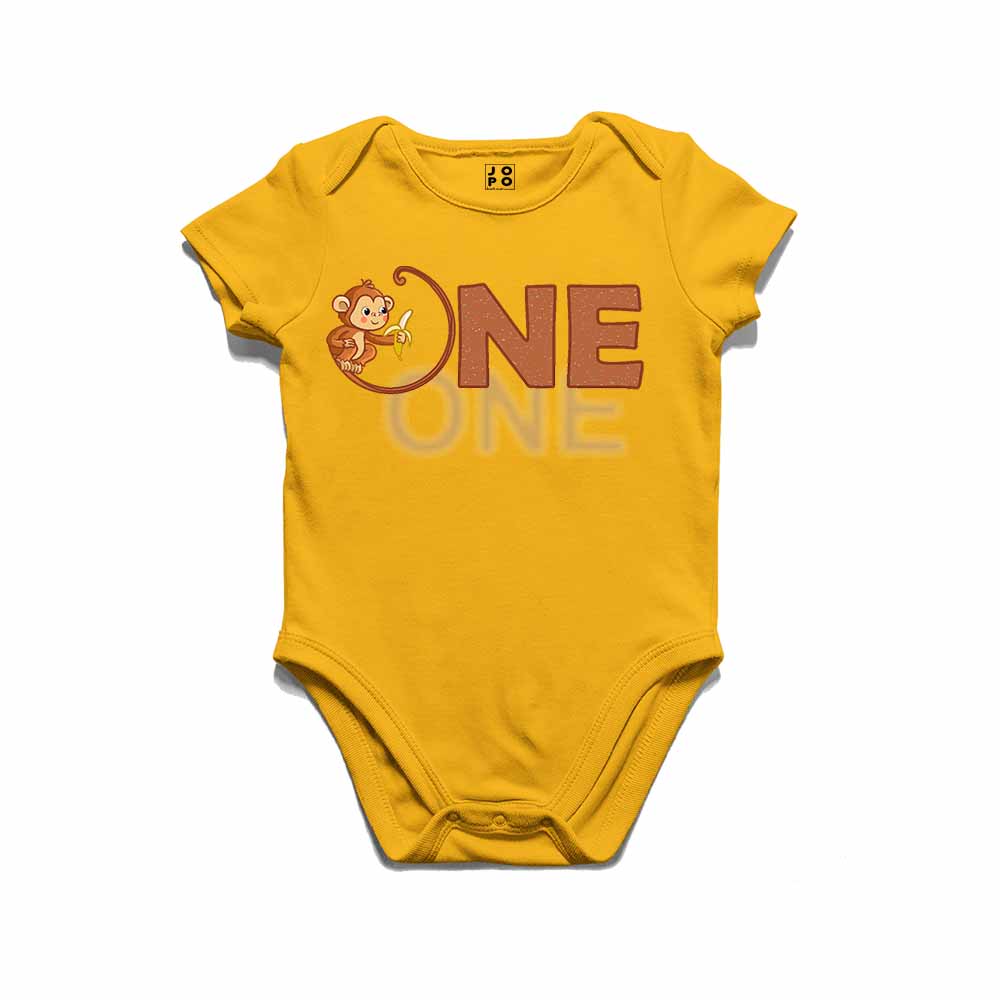 One With Monkey Printed Design T-shirt/Romper