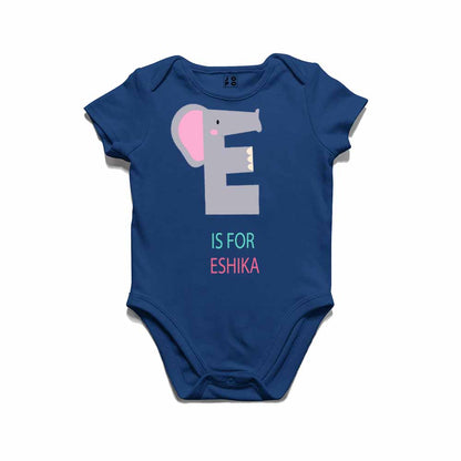 Kid's Alphabet 'E for Eshika' name Multicolor T-shirt/Romper