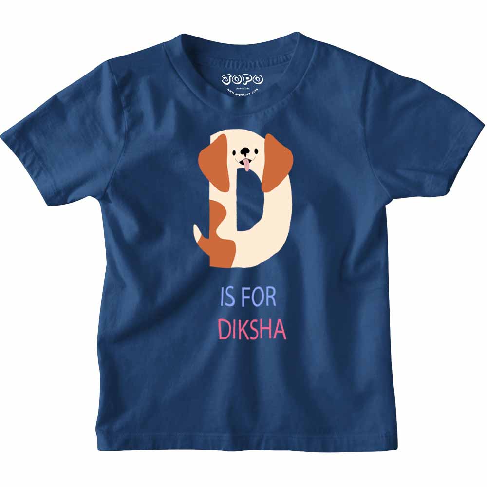 Kid's Alphabet 'D for Diksha' name Multicolor T-shirt/Romper