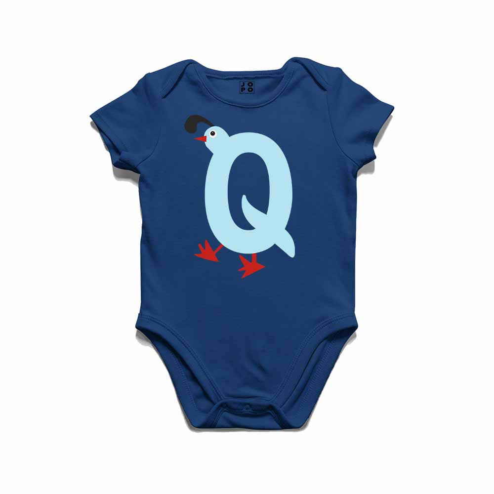 Kid's Alphabet Q Quail Design Multicolor T-shirt/Romper