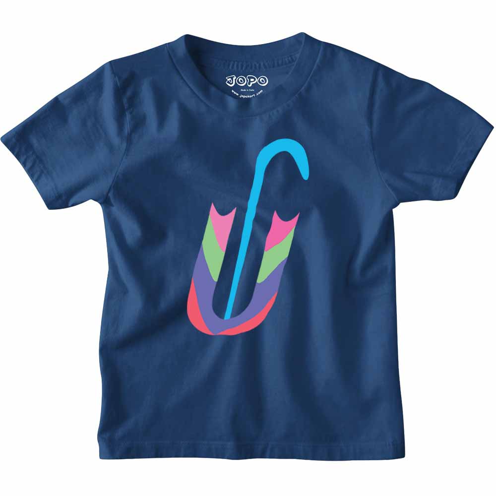 Kid's Alphabet U Umbrella Design Multicolor T-shirt/Romper