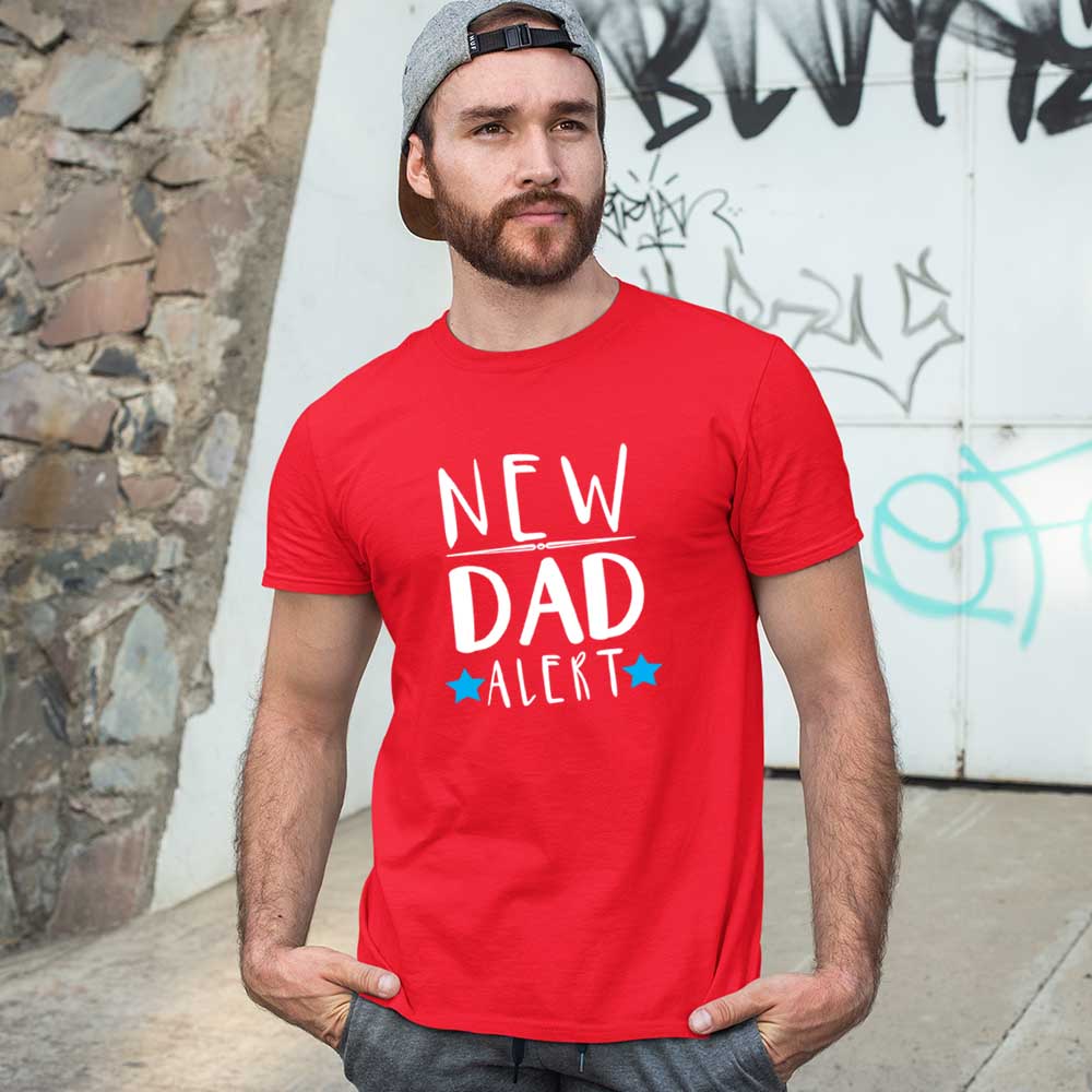 jopo New dad alert men tshirt celebration mode red
