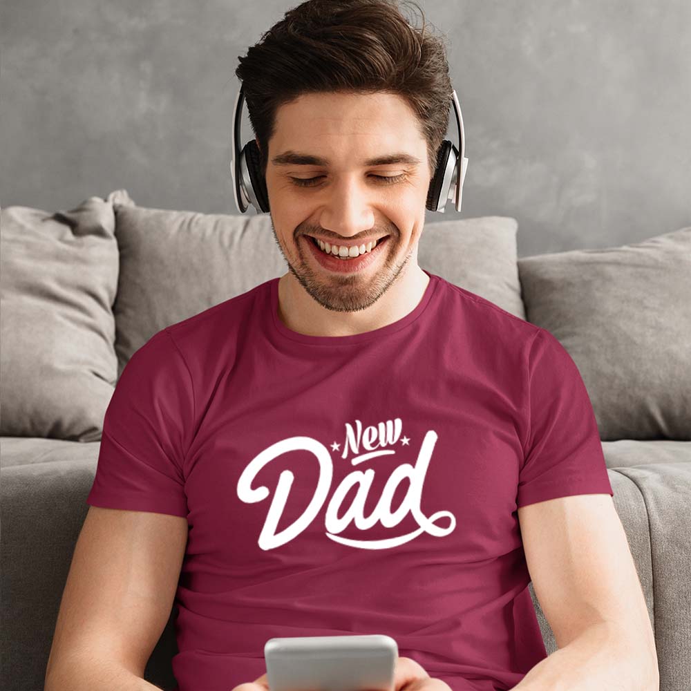 jopo New dad men tshirt celebration mode maroon