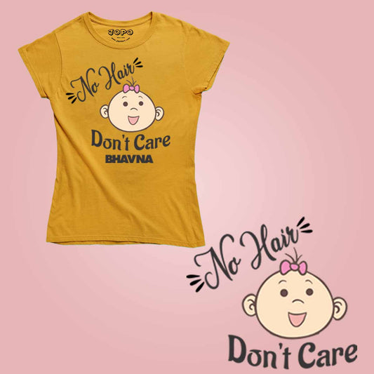 no hair dont care girl mustard tshirt product image