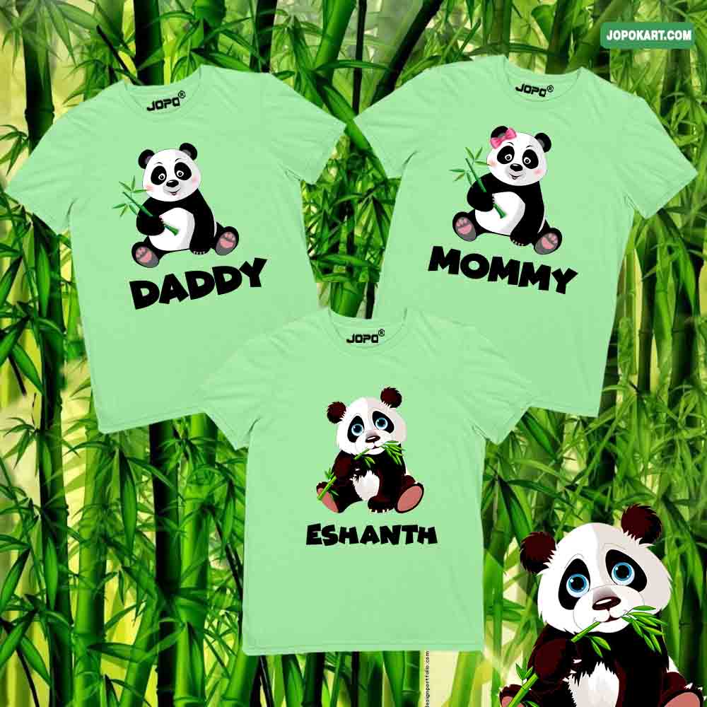 panda family mint green