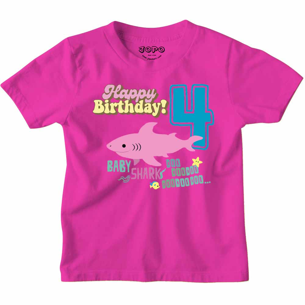 Shark Designed 4th Birthday kids T-shirt/Romper