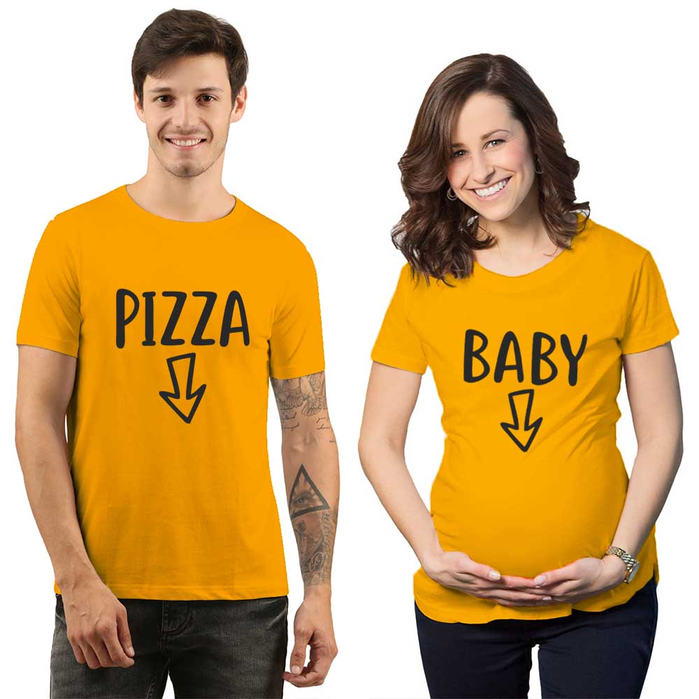 pizza Baby Arrow maternity couple Mustard