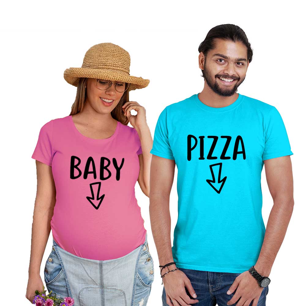 pizza Baby Arrow maternity couple blue pink