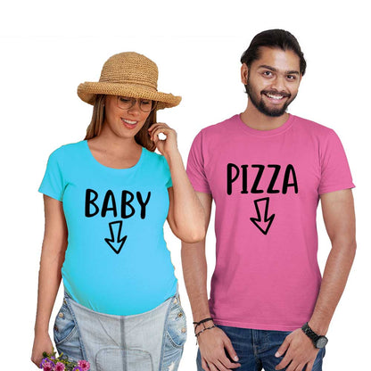 pizza Baby Arrow maternity couple pink blue