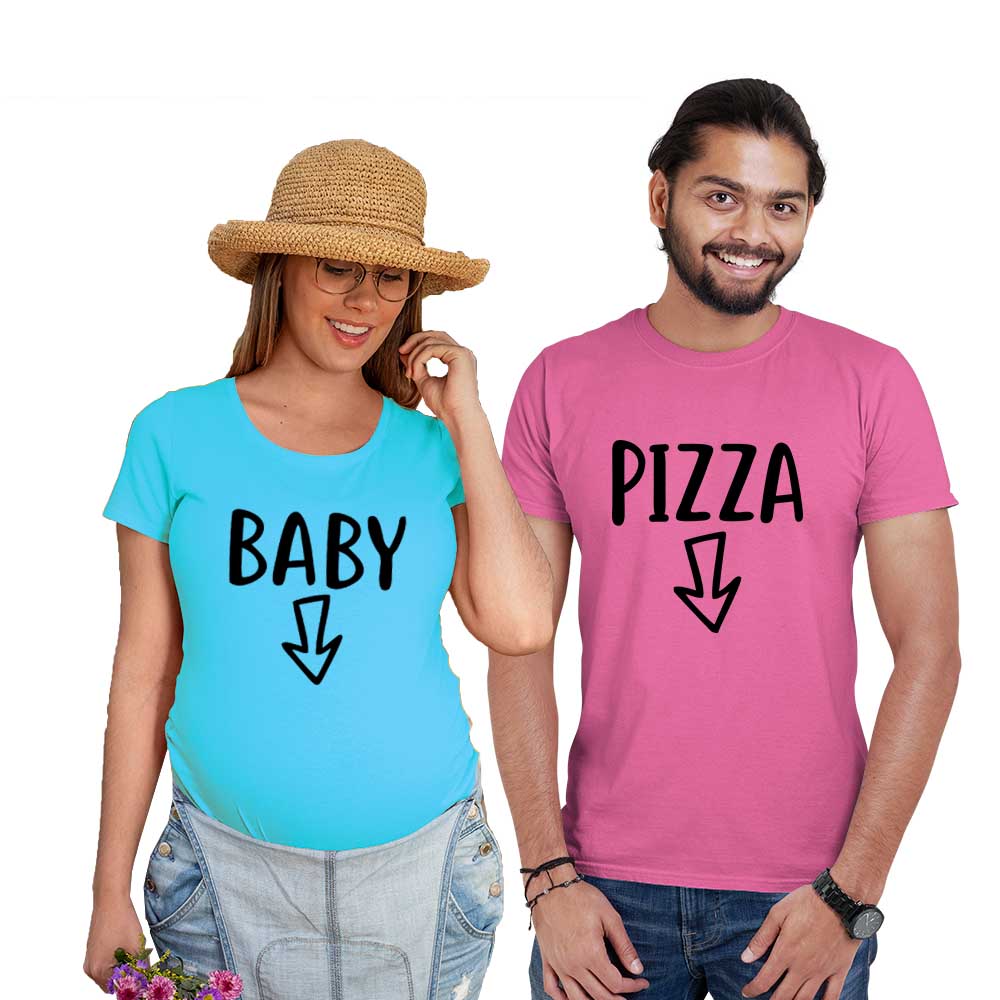 pizza Baby Arrow maternity couple pink blue