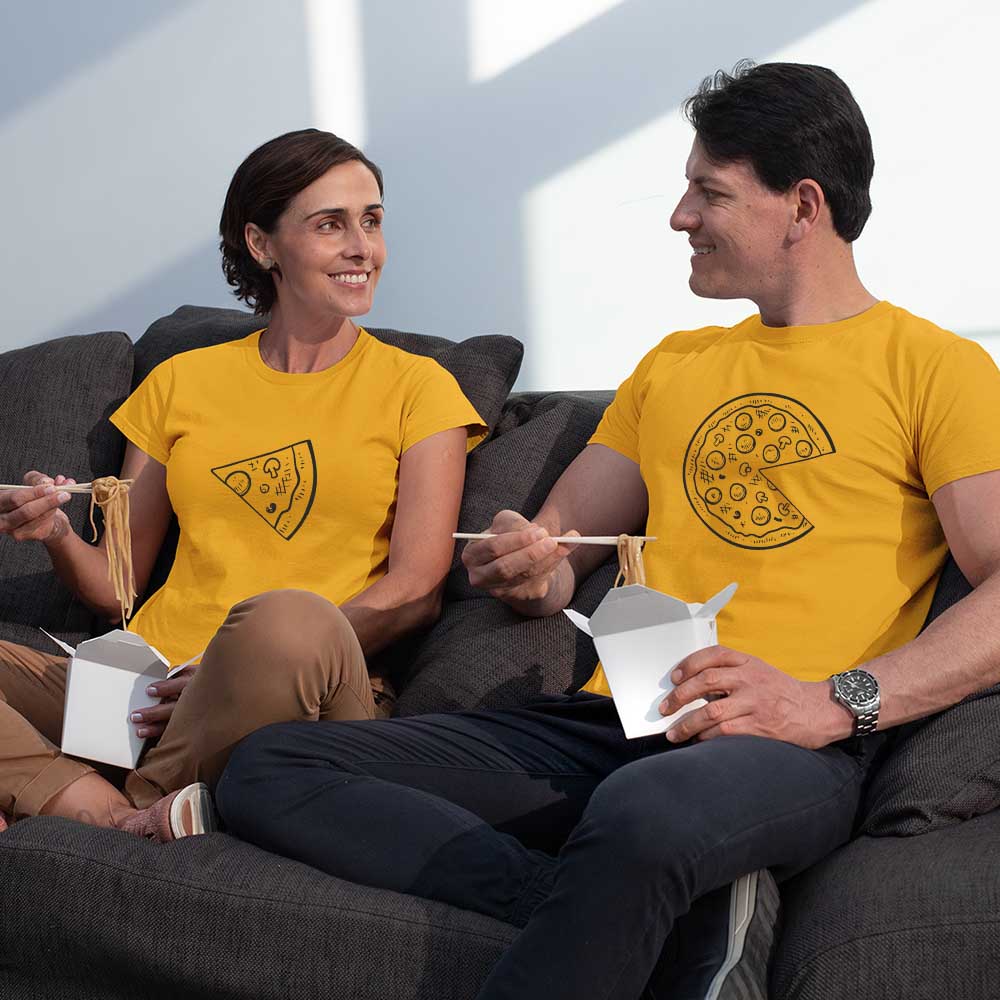 cotton couple t shirt combo same t shirt for couples couples tops  mustard