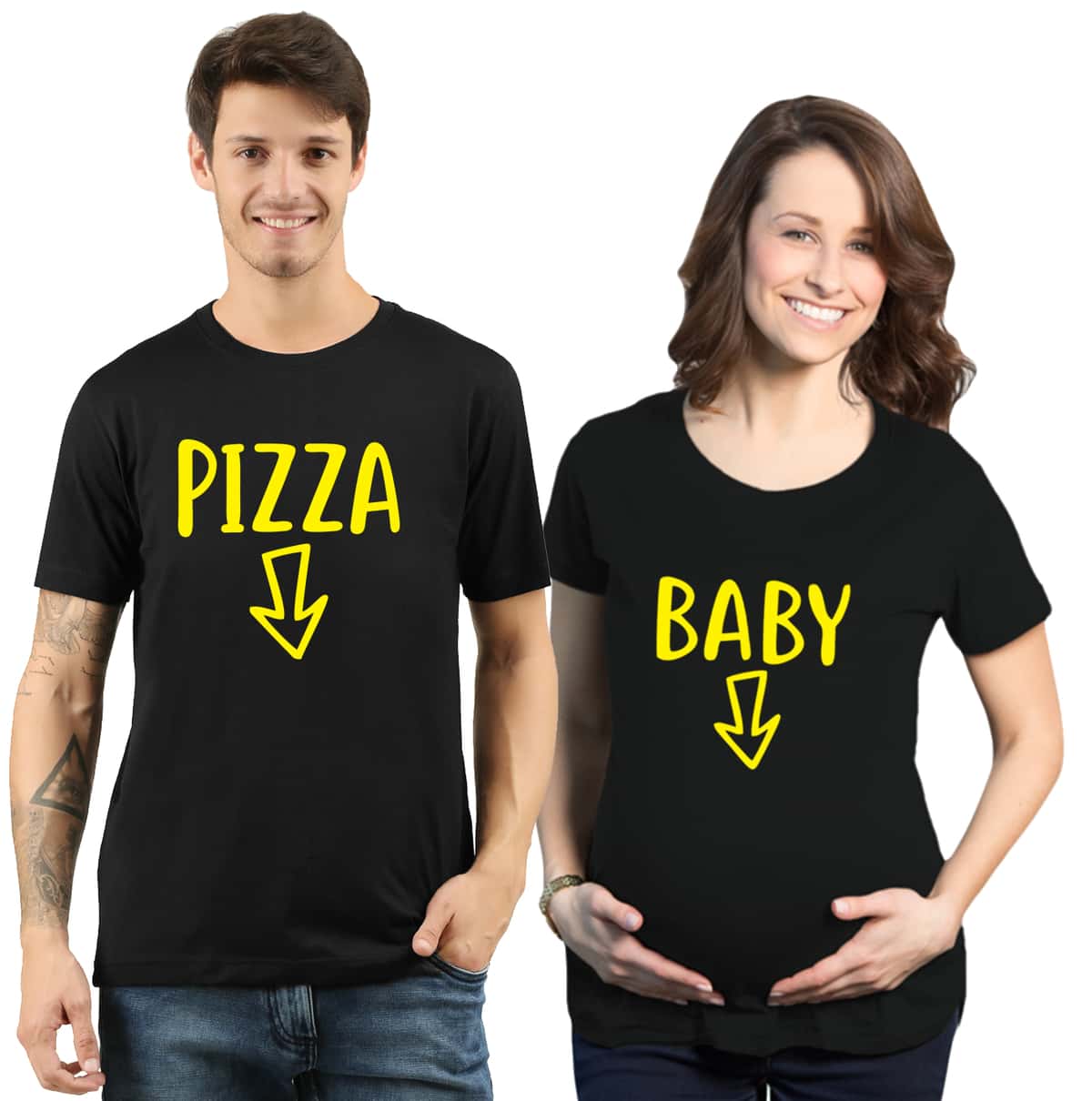 maternity couple pizza black