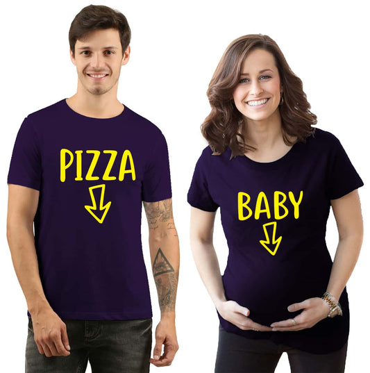 maternity couple pizza navy