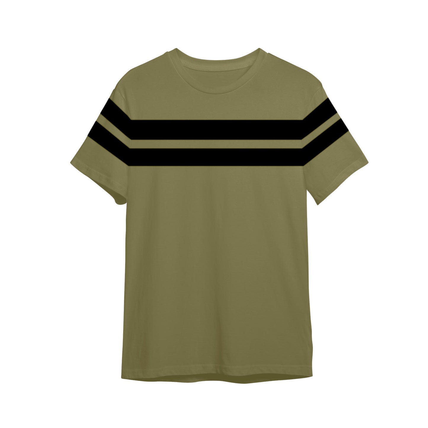 Black Striped Olive Green Casual T-shirt