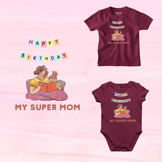 Happy Birthday Super mom T-shirt/Romper