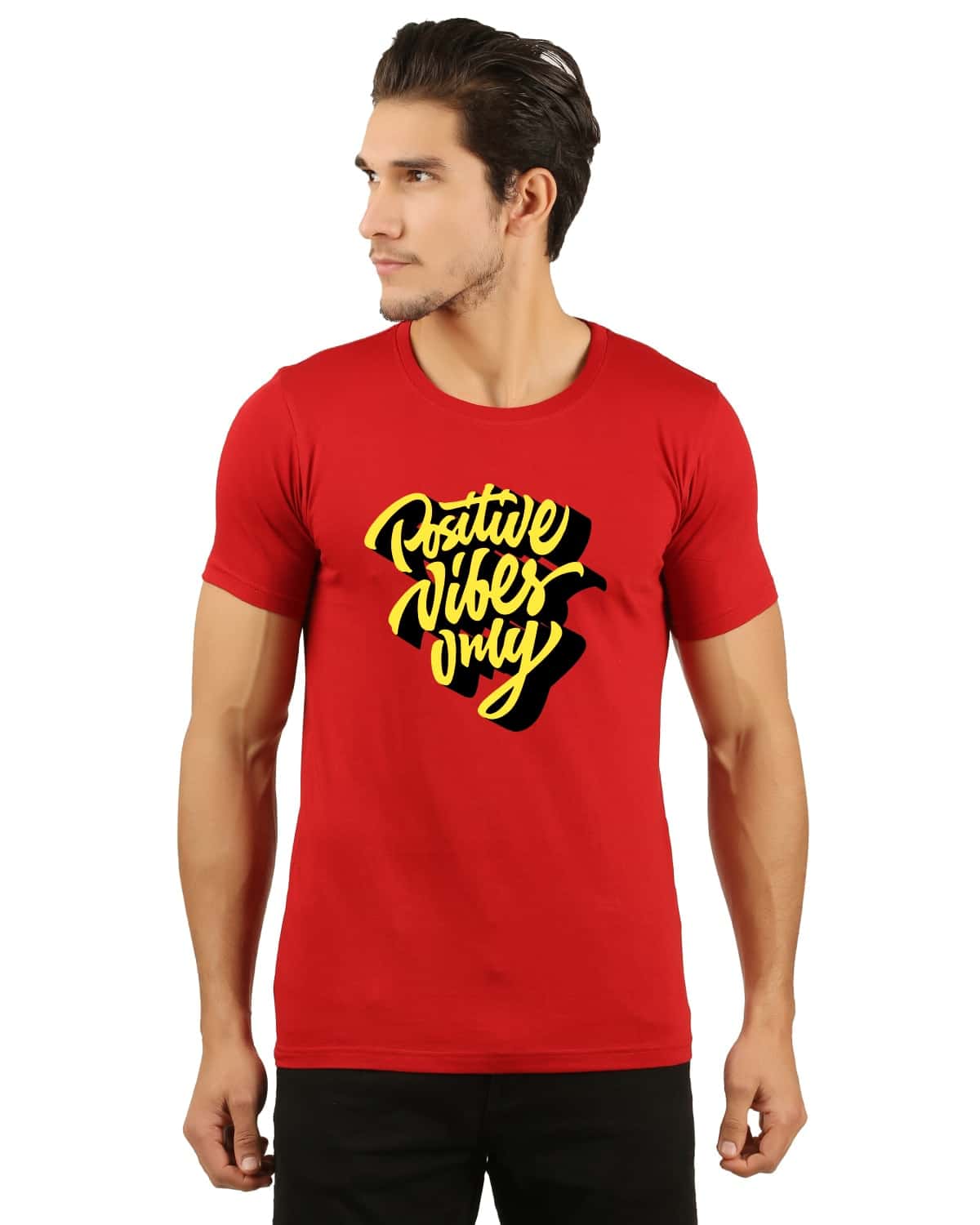 Positive Vibes Only Tshirt men jopo printed red
