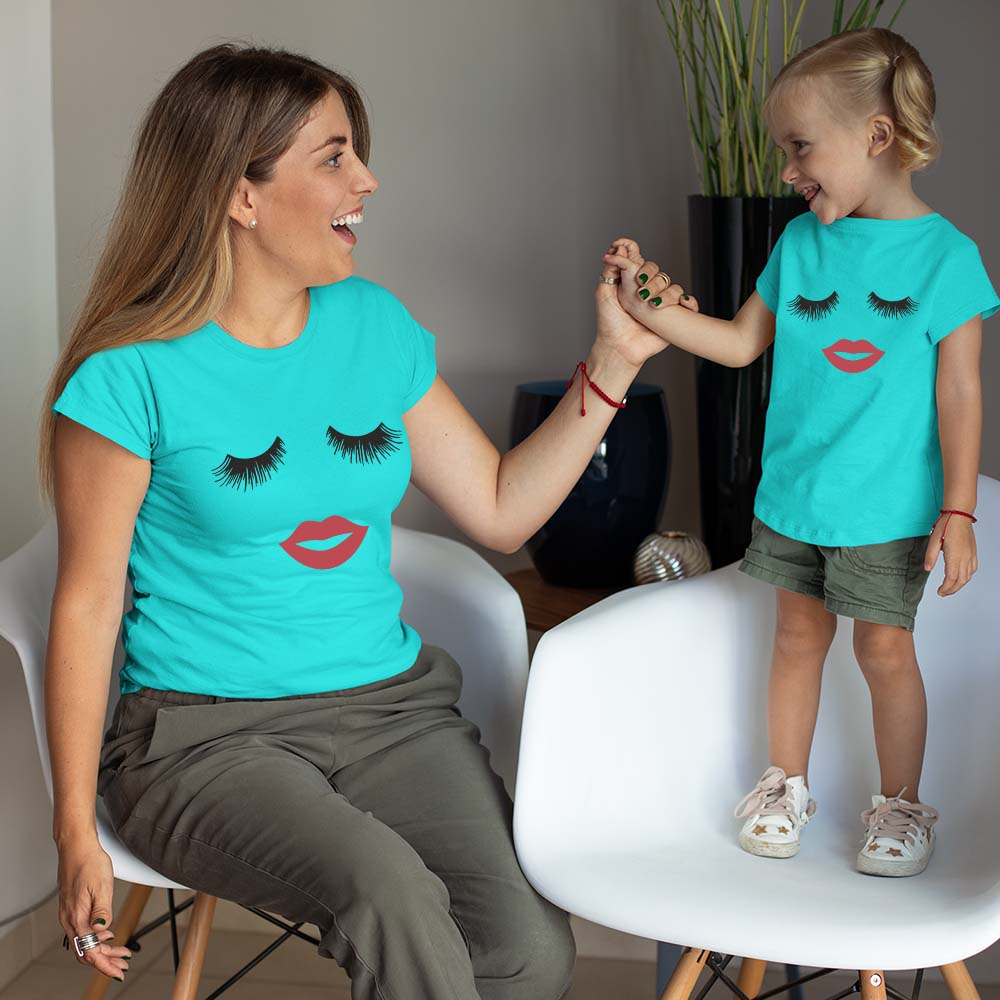 jopo pout eyes mom daughter combo matching dresses aqua blue