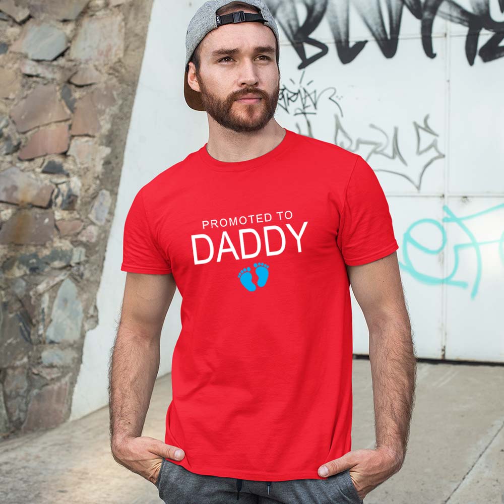 jopo promoted to daddy men tshirt celebration mode red